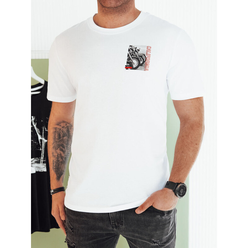 Pánské bílé tričko s potiskem FashionStreet RX5481