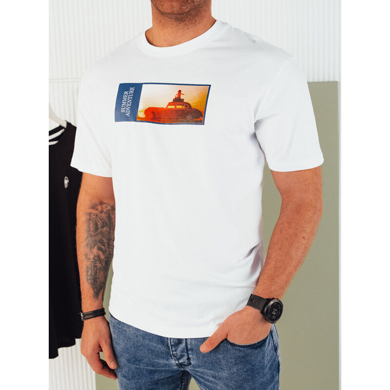 Pánské bílé tričko s potiskem FashionStreet RX5484