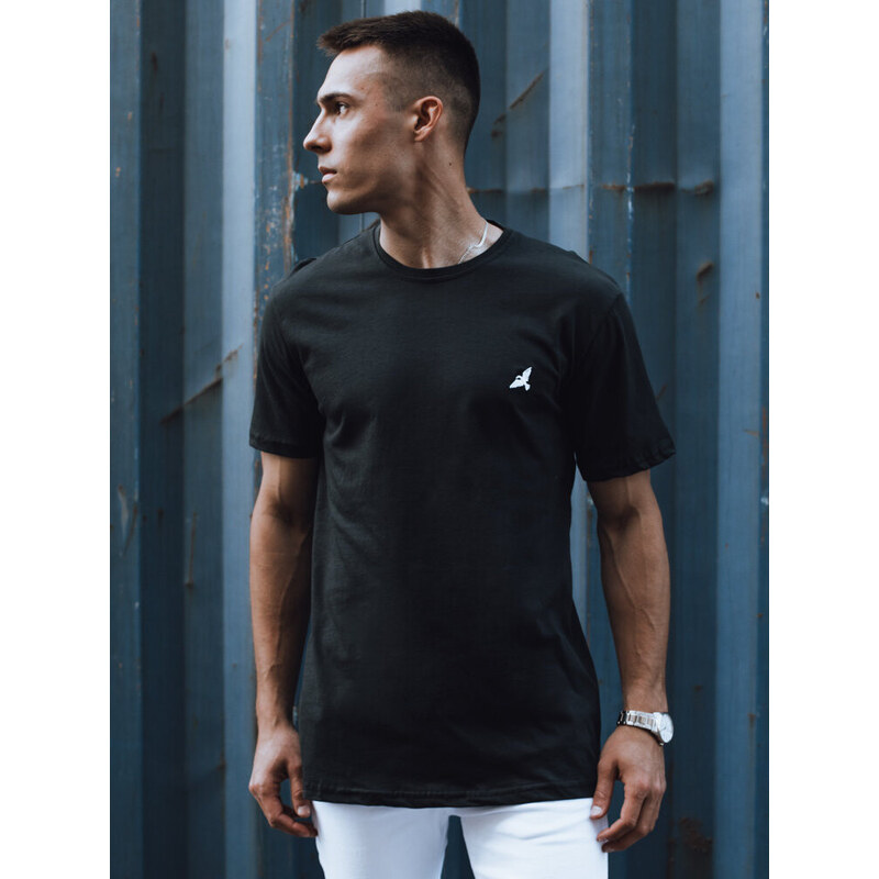Pánské základní bavlněné tričko černé FashionStreet RX5575