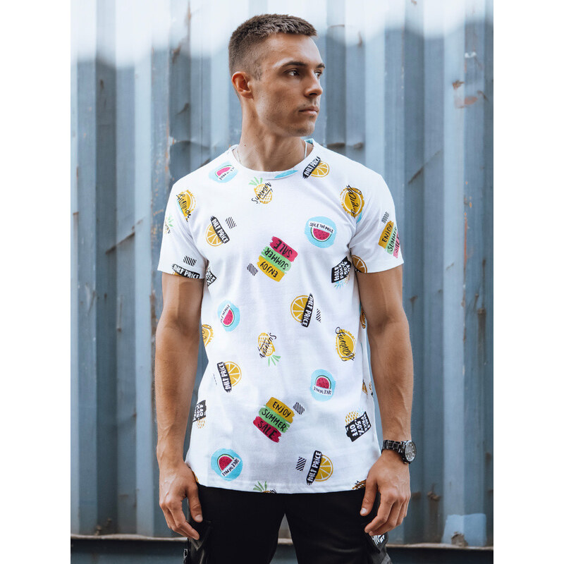 Pánské bílé tričko s potiskem FashionStreet RX5613