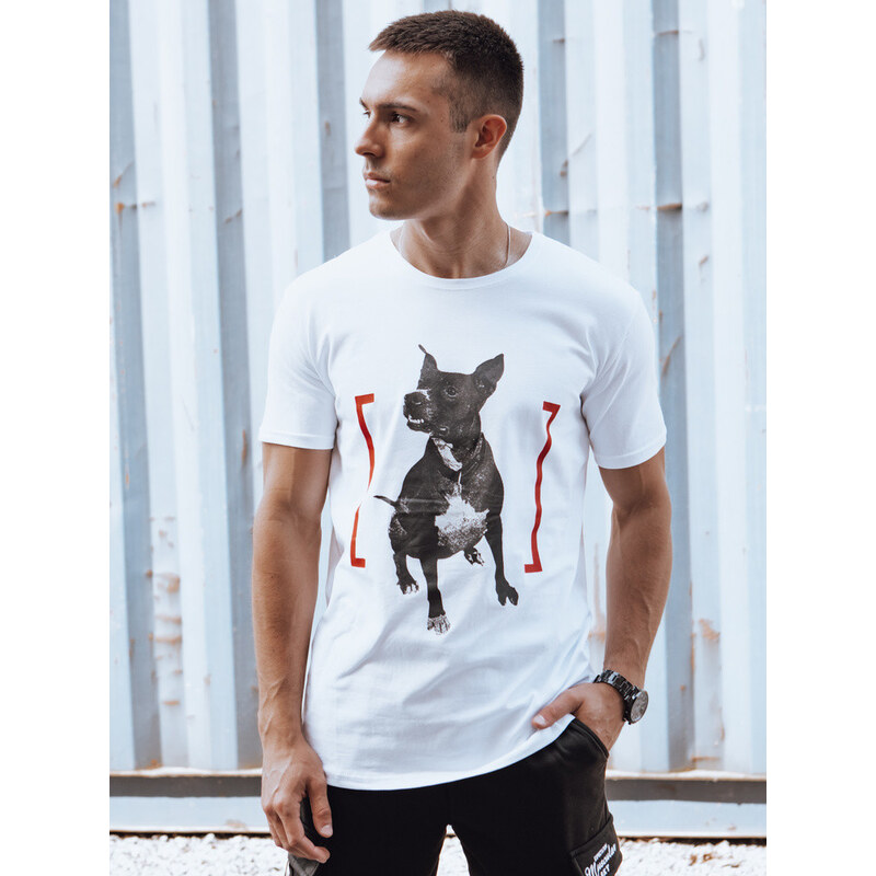 Pánské bavlněné tričko s potiskem bílé FashionStreet RX5608