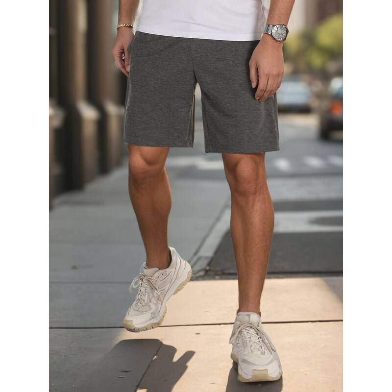 Pánské tmavě šedé teplákové kraťasy FashionStreet SX2484
