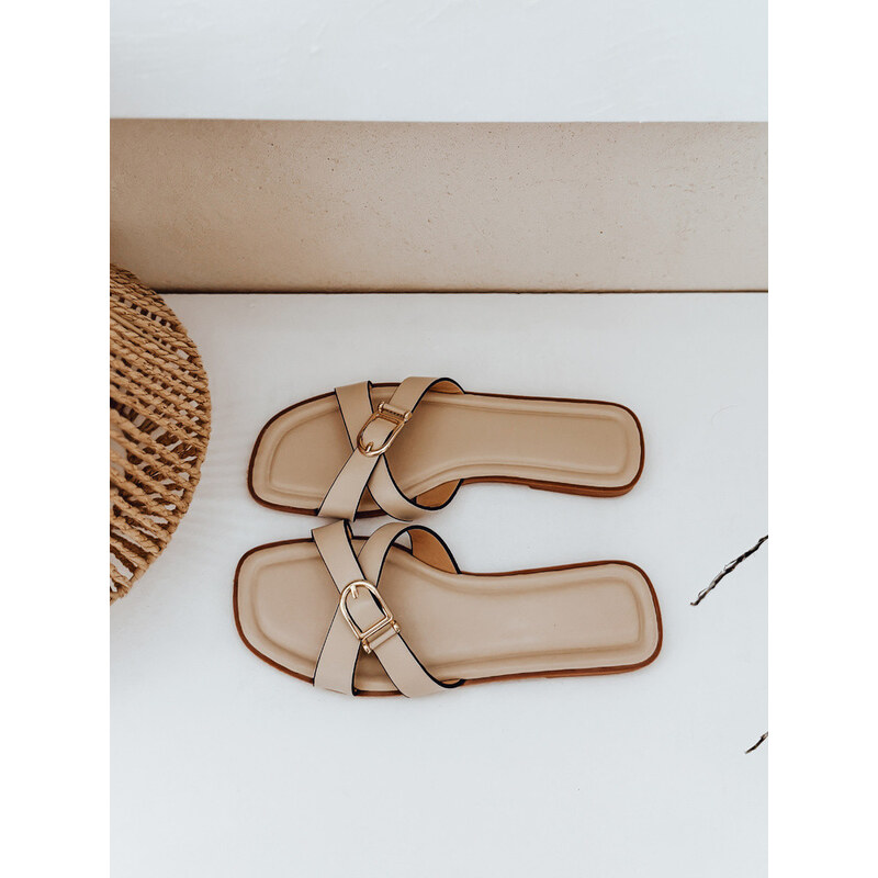 dámské žabky beige Dstreet model 21990216 - FashionStreet