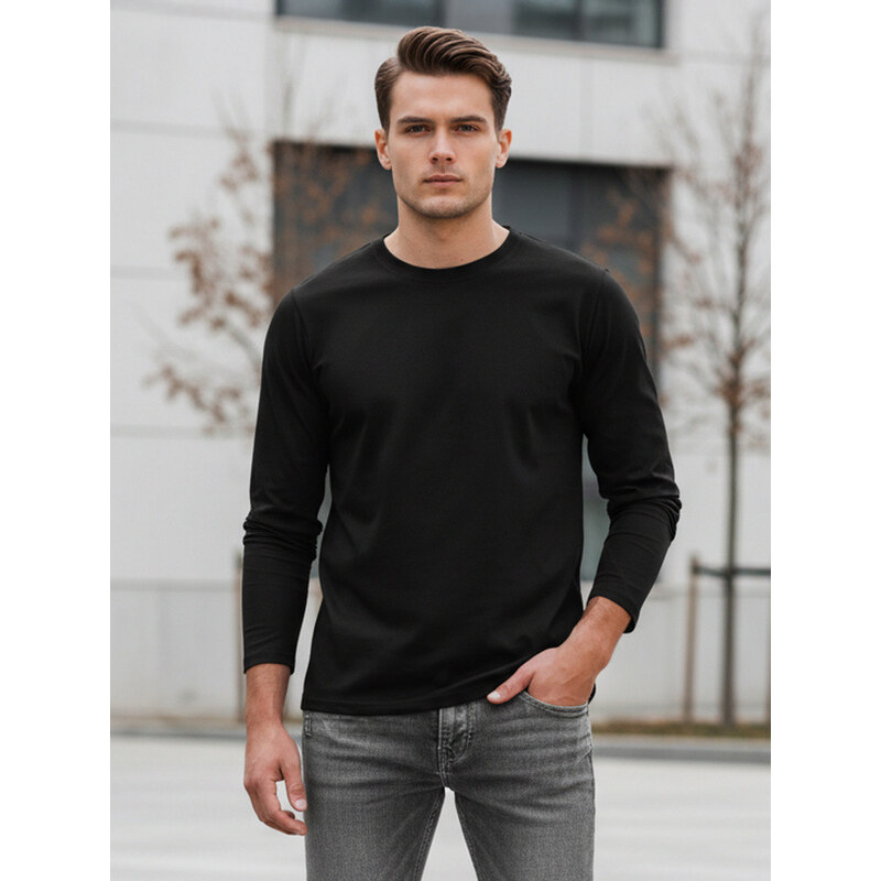 Pánské černé tričko FashionStreet s dlouhým rukávem LX0577
