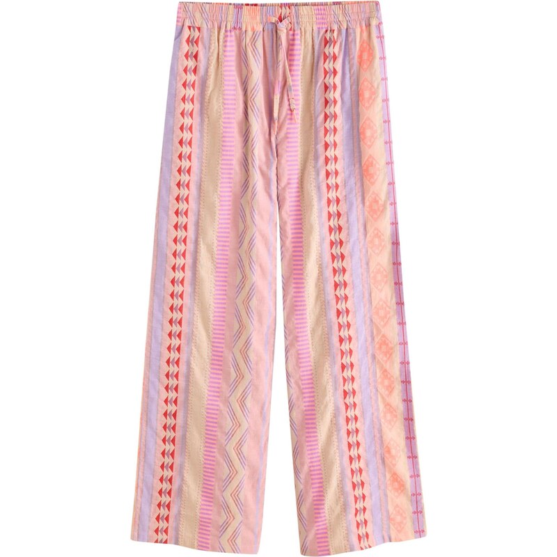Next Kalhoty béžová / světle fialová / pink / červená