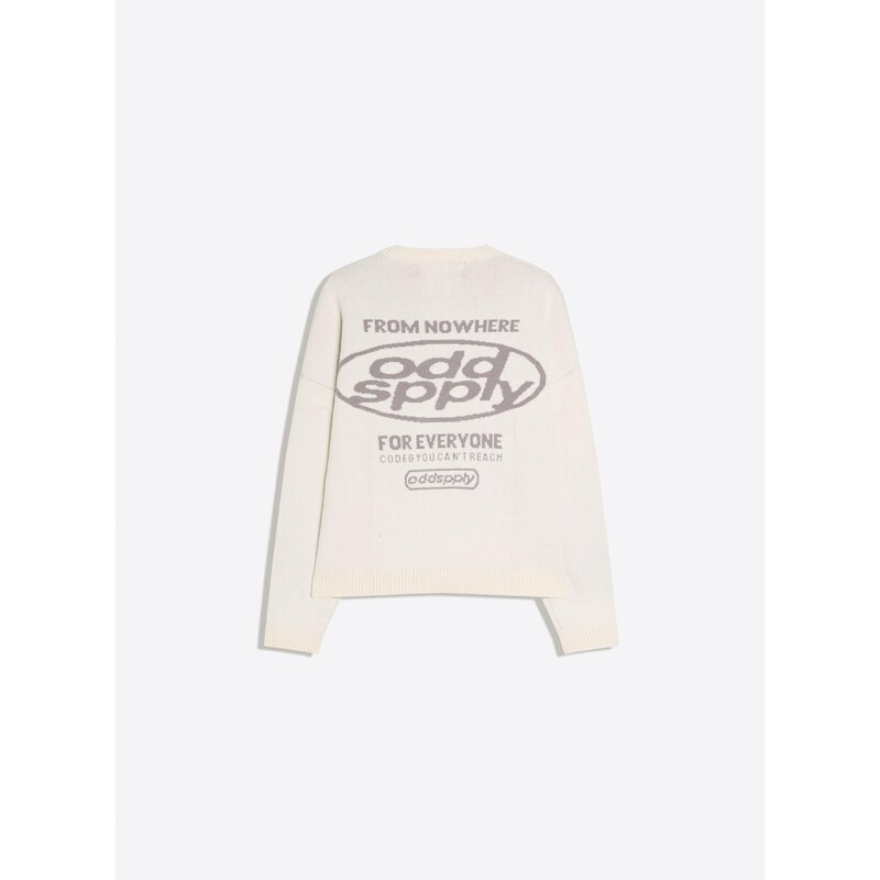 Bershka Svetr tmavě béžová / bílá