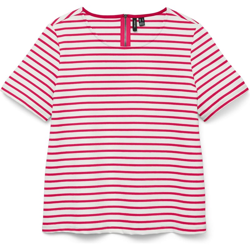 VERO MODA Tričko VMAbby fuchsiová / bílá