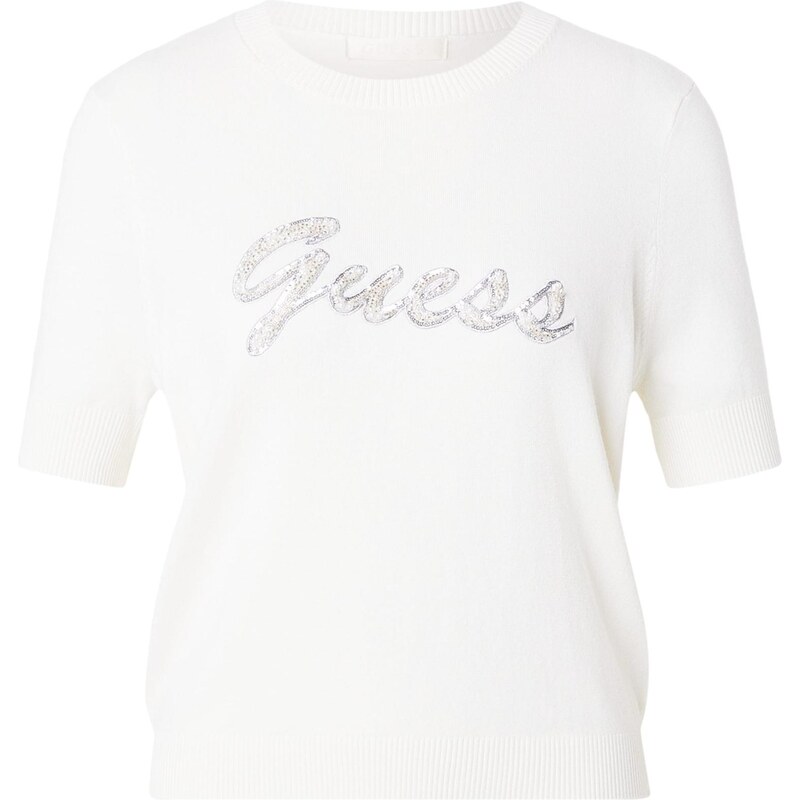 GUESS Svetr MARGARET krémová / stříbrná 113525228