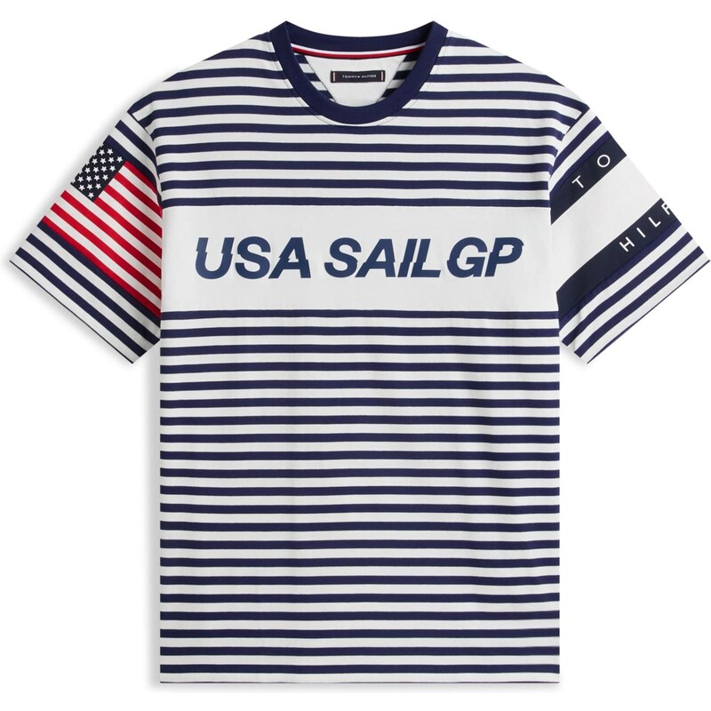 TOMMY HILFIGER Tričko marine modrá / červená / bílá