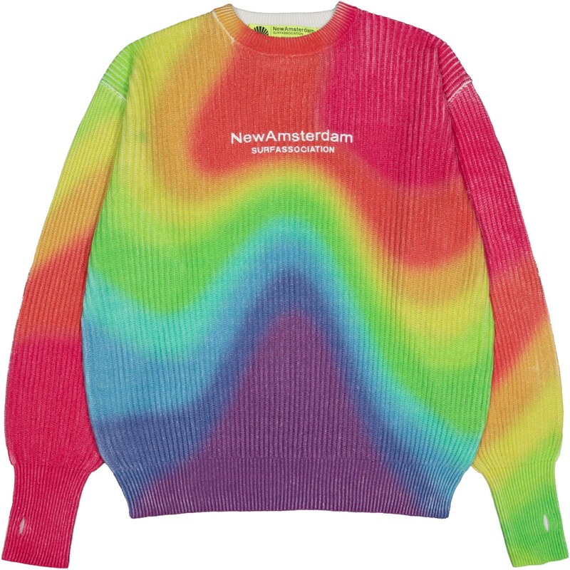 New Amsterdam Surf Association Svetr zelená / fialová / růžová /