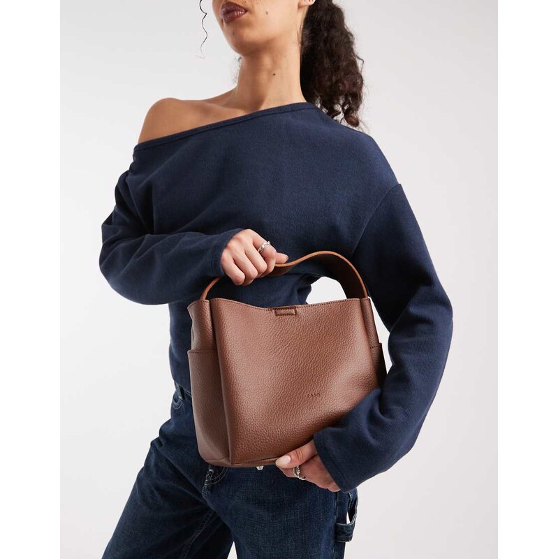 PASQ grab bucket bag with crossbody strap in brown
