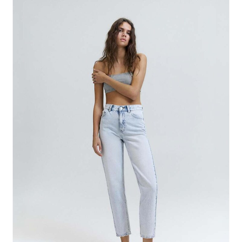 Pull&Bear Tall high-waist mom fit jeans in light blue