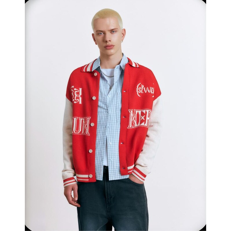 Pull&Bear Stwd cardigan in red