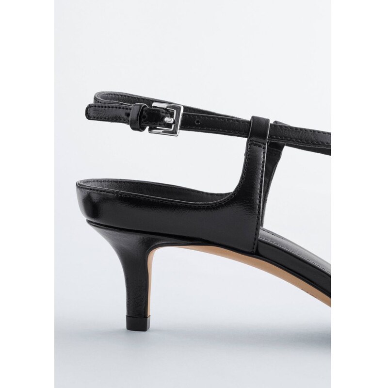 H&M - Kožené slingback lodičkys překřížením - černá 113518954