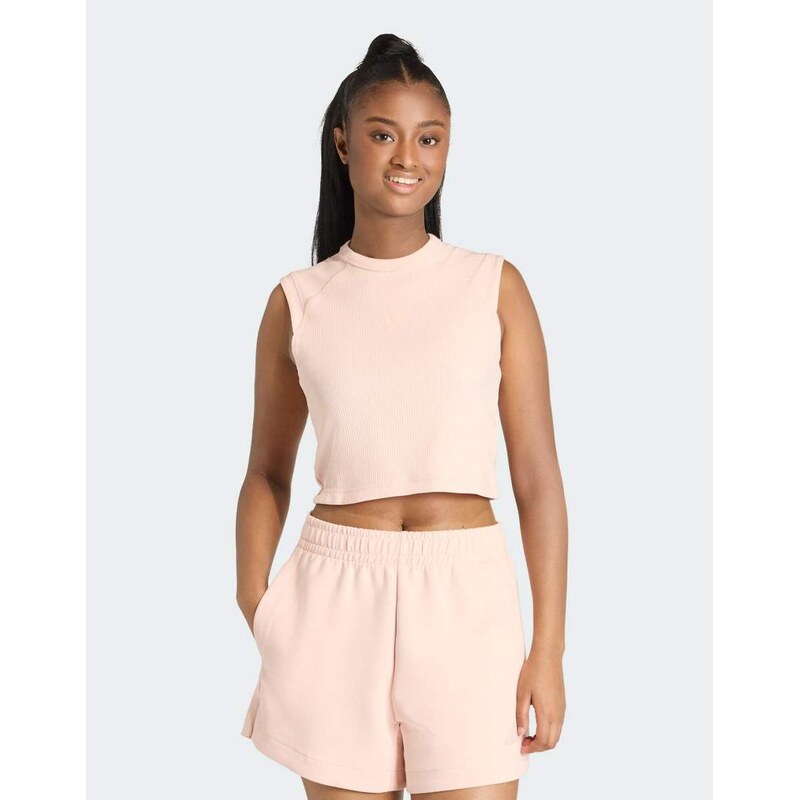 adidas performance All szn rib tank top in blush pink
