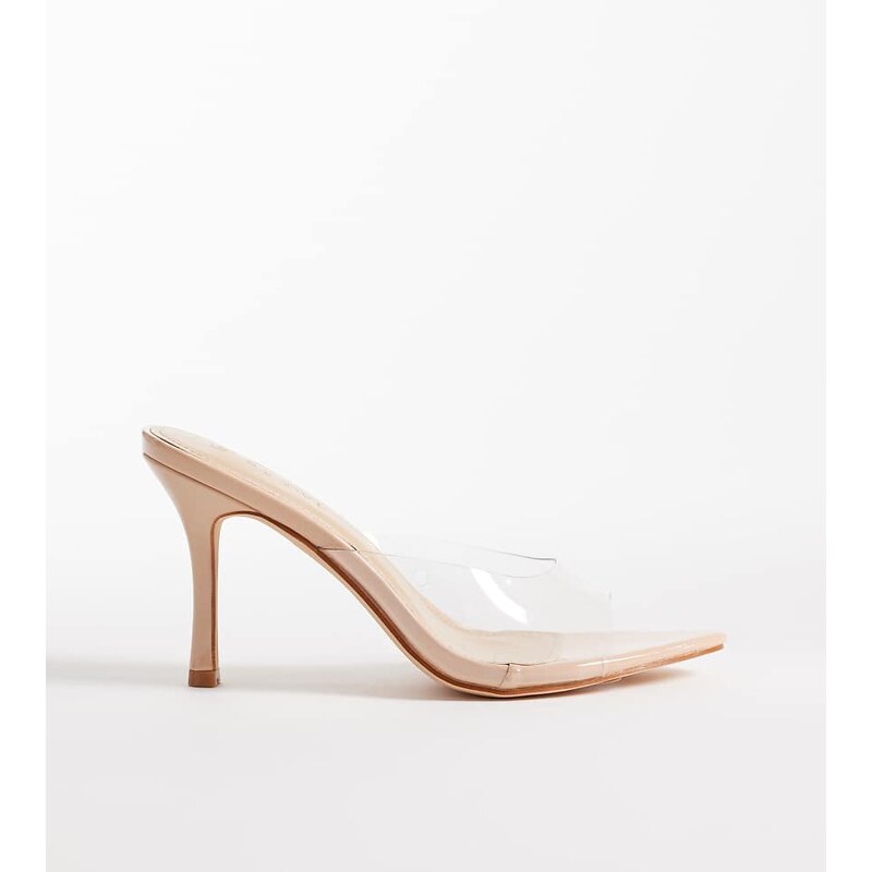 SEQWL wide fit heeled sandal in clear-No colour
