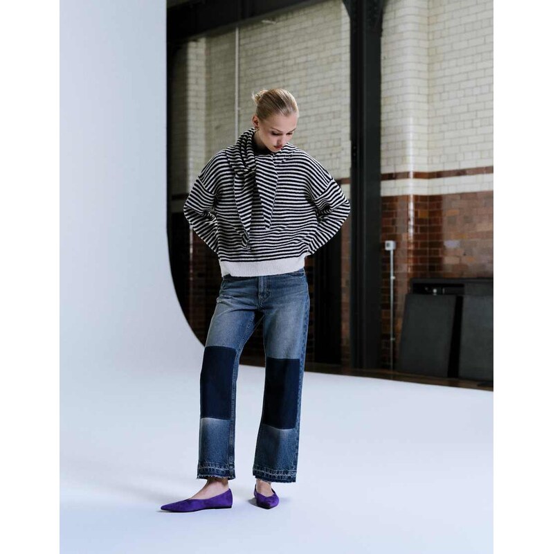 ASOS DESIGN ankle grazer jean with patch & repair in vintage