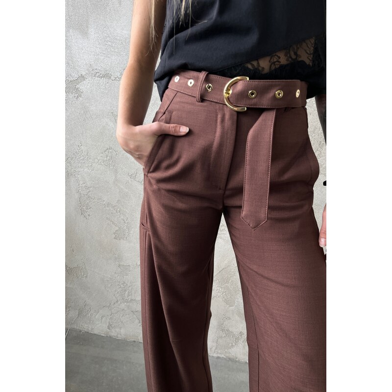Dámské kalhoty PINKO LEXY 106492A2W6L78 hnědé
