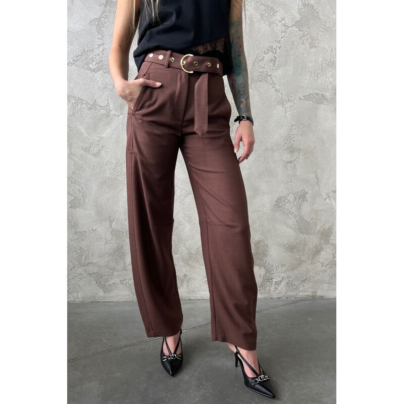 Dámské kalhoty PINKO LEXY 106492A2W6L78 hnědé