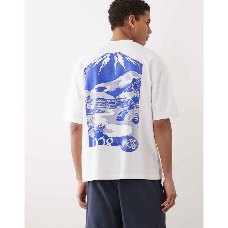 ASOS DESIGN oversized t-shirt with mountain graphic in white