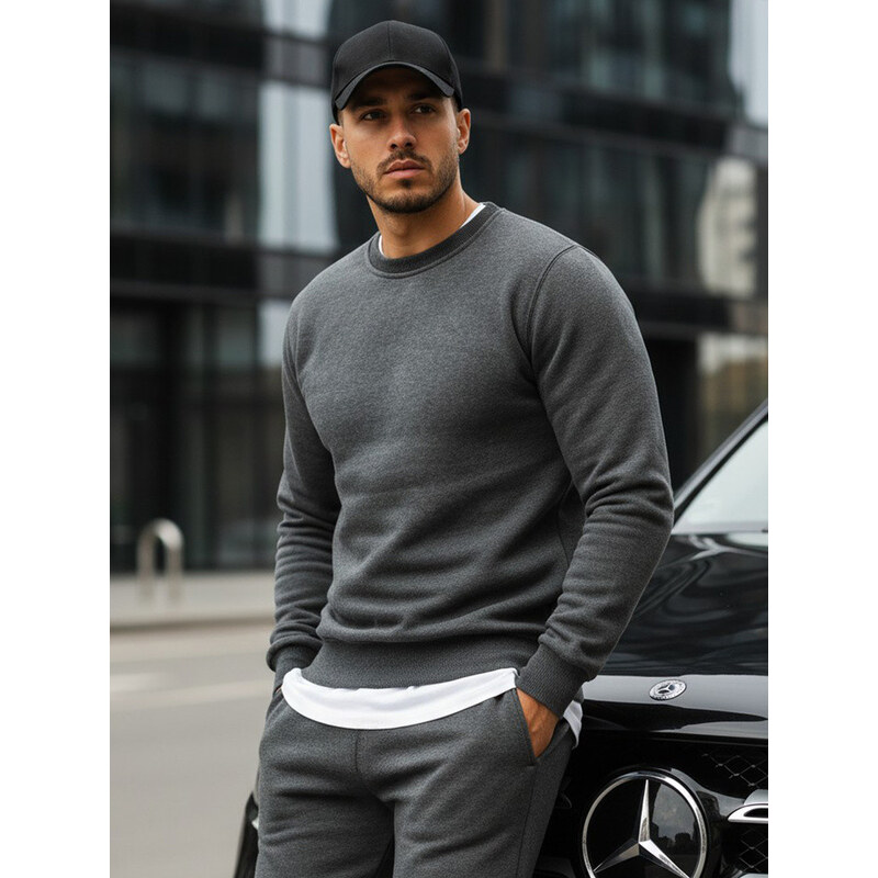 FashionStreet Pánská mikina s kapucí antracitová BX2405