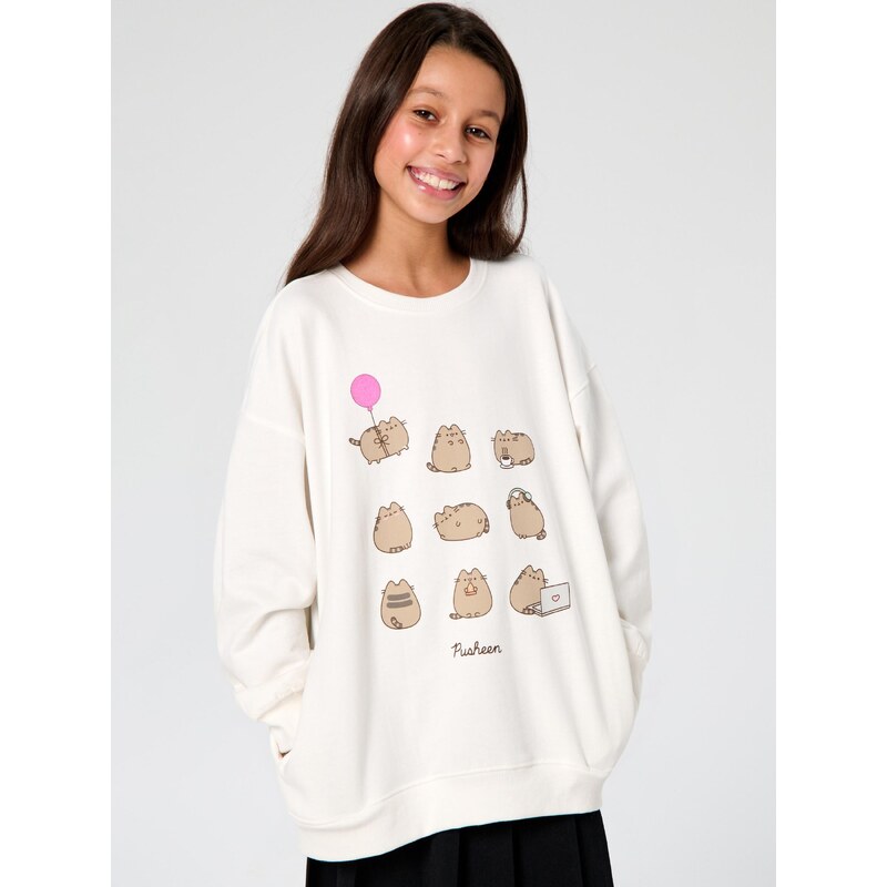 Sinsay - Mikina typu crewneck Pusheen the Cat - krémová