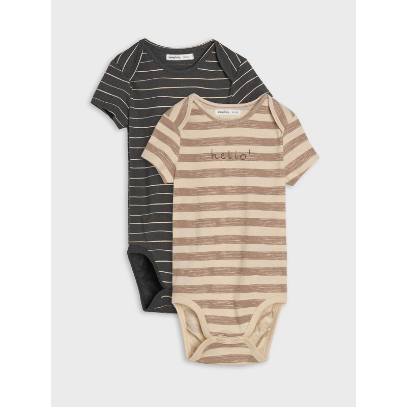 Sinsay - Bavlněné proužkované body 2 pack - béžová