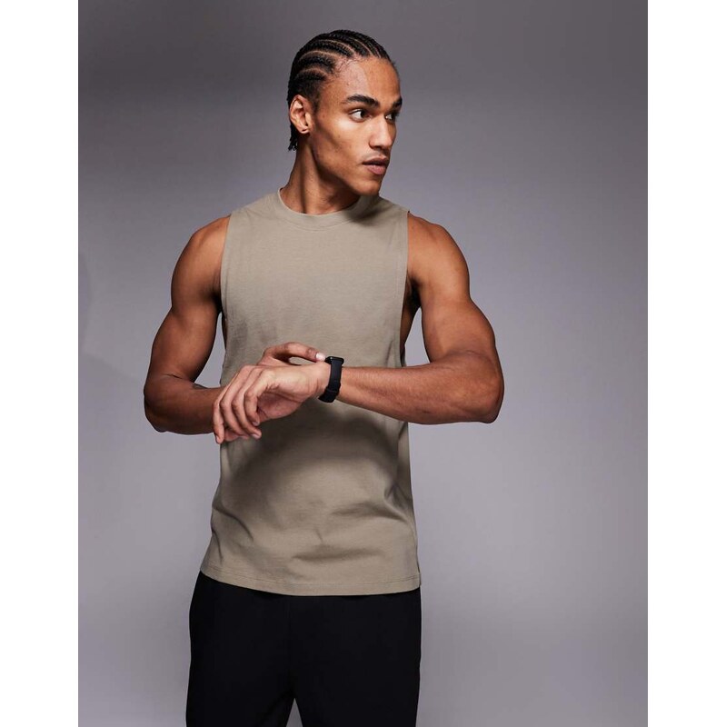 4505 Icon cotton drop armhole training vest with quick dry finish in 115516218