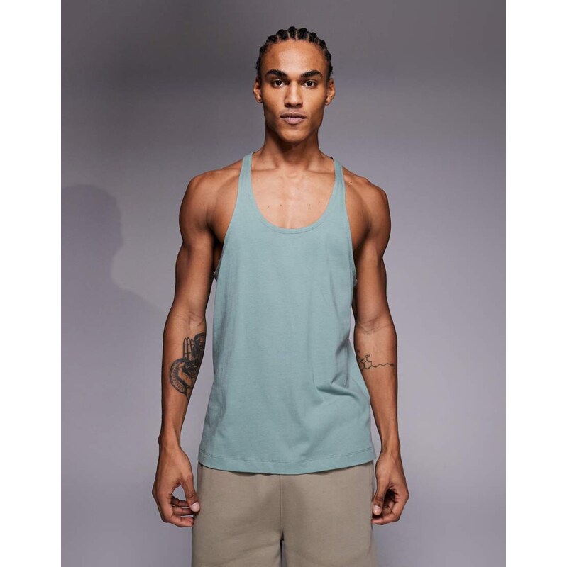 4505 Icon cotton stringer vest with quick dry finish in jade green 115516262
