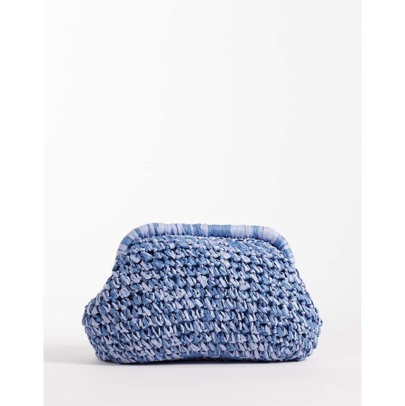 ASOS DESIGN hand crochet straw frame clutch bag with detachable 113537328