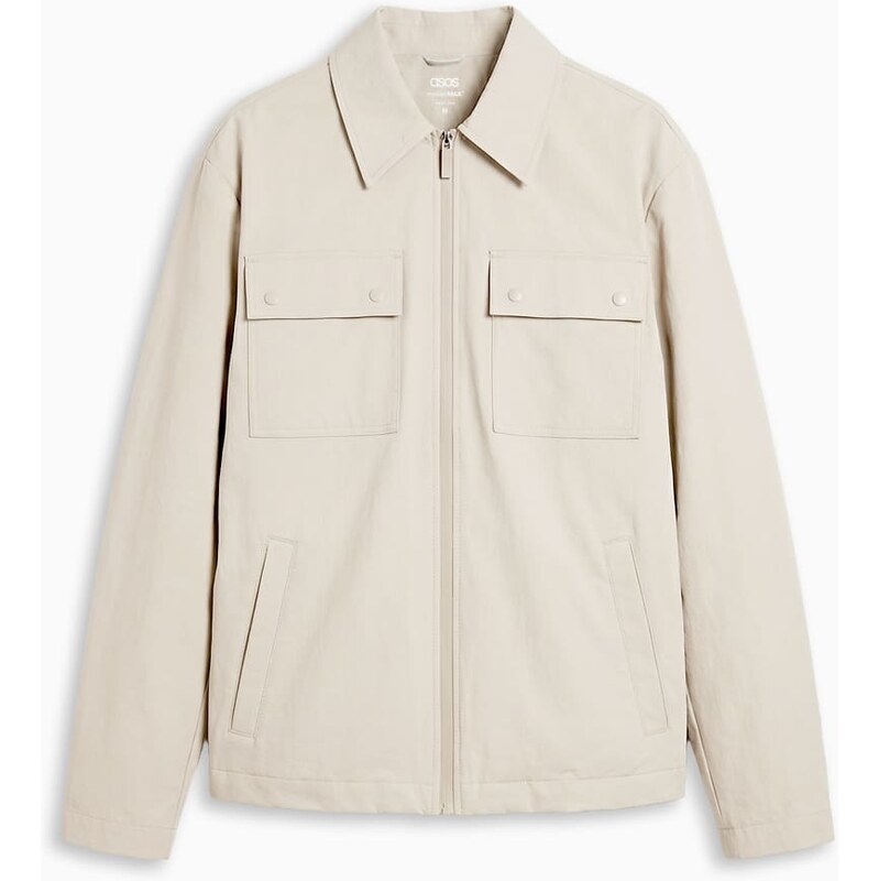 ASOS DESIGN motionMAX co-ord four way stretch shacket in stone