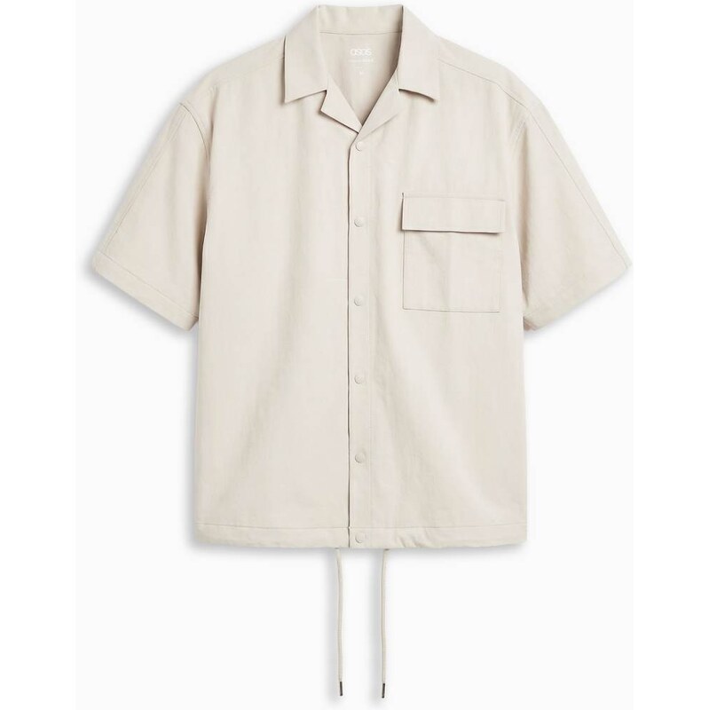 ASOS DESIGN motionMAX oversized four way stretch shirt in beige
