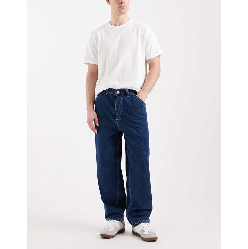 Jack & Jones Dan barrel fit jeans in mid blue