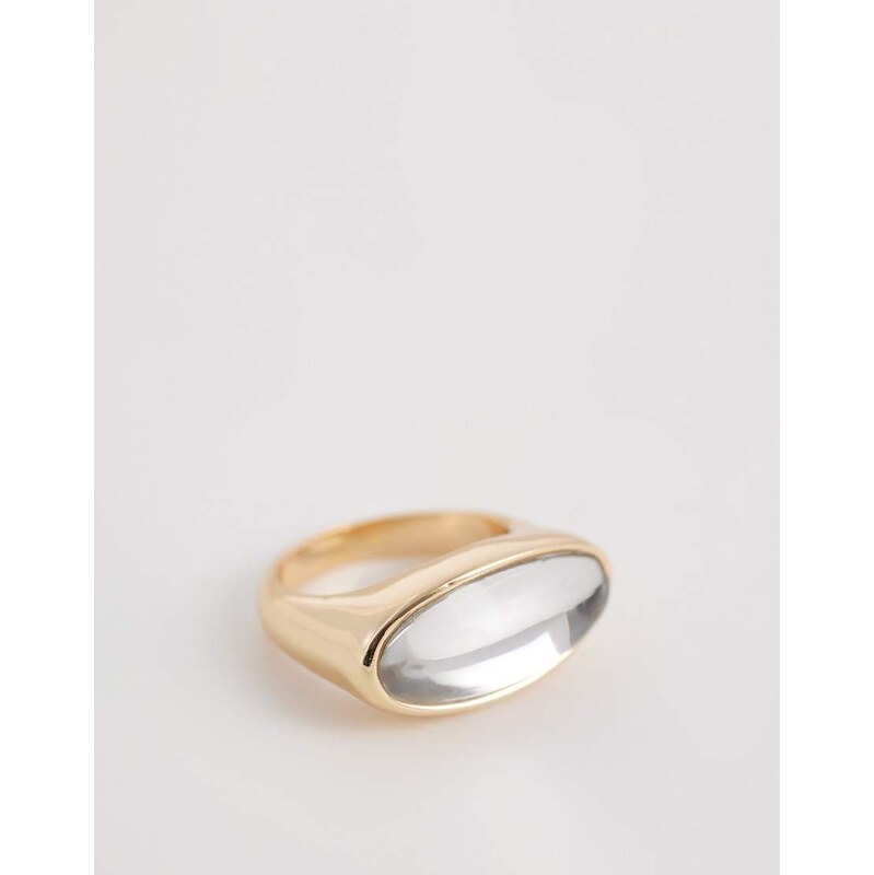 ASOS DESIGN ring with horizontal clear stone setting in gold tone 113534266