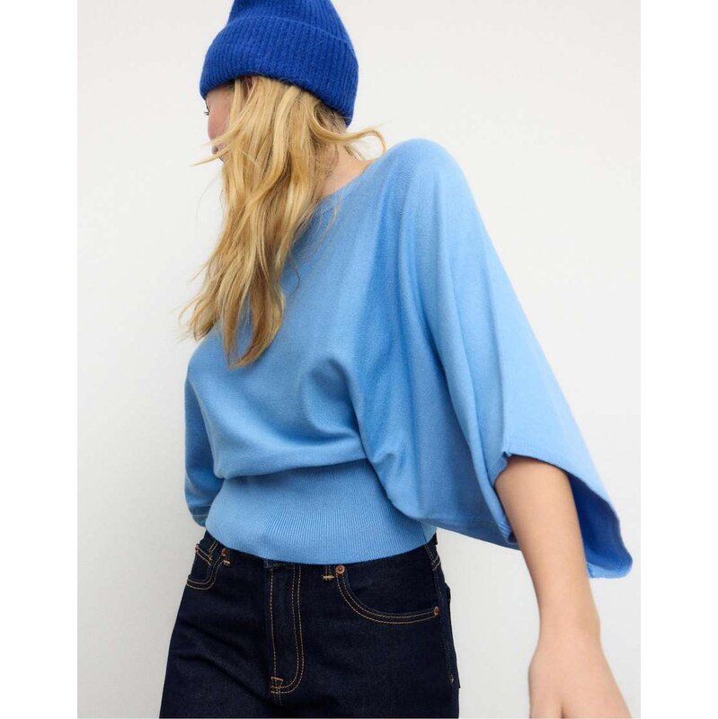 Stradivarius Knit batwing sleeve jumper in royal blue-Navy 113537414