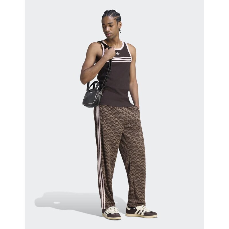 adidas Originals Firebird loose monogram track pants in coffee