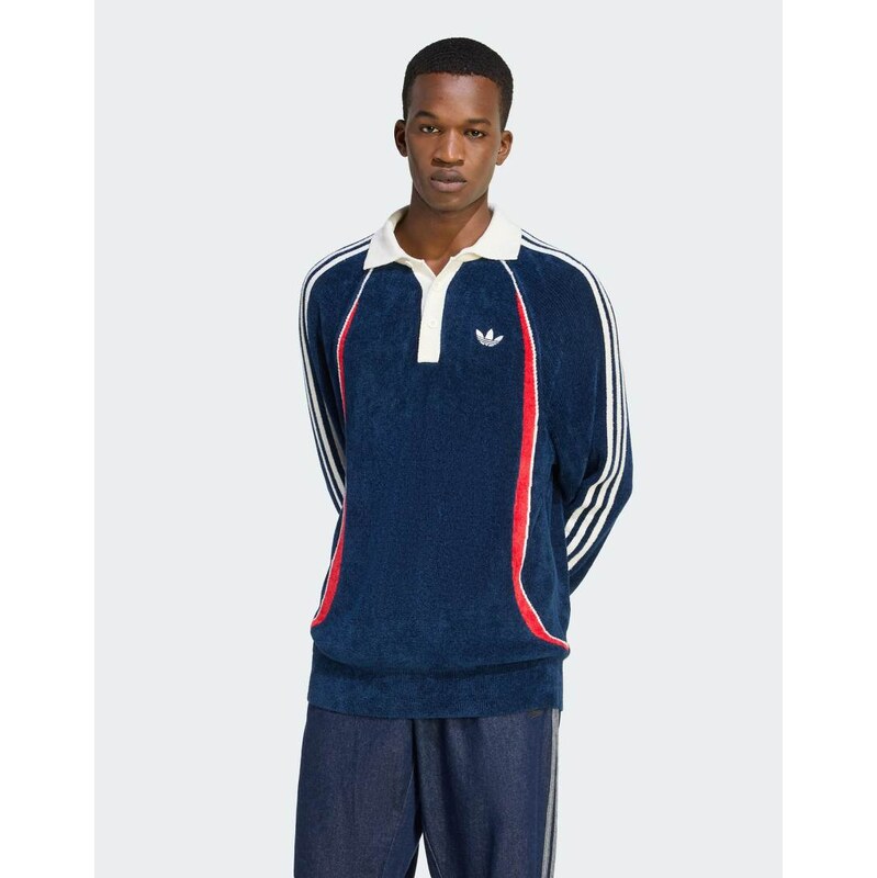 adidas Originals Retro remix teamgeist polo in indigo / scarlet