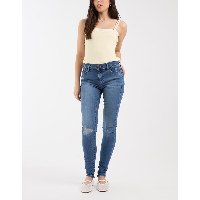 Levis 710 super skinny jeans with rips in dark blue