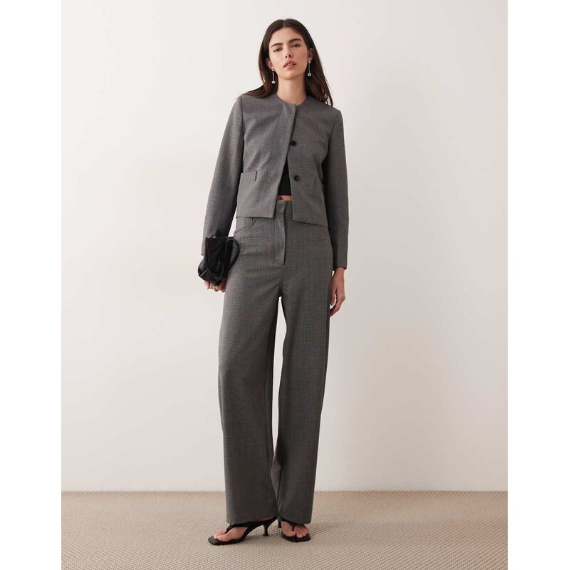 Mango Louis tailored barrel trouser co-ord in grey check