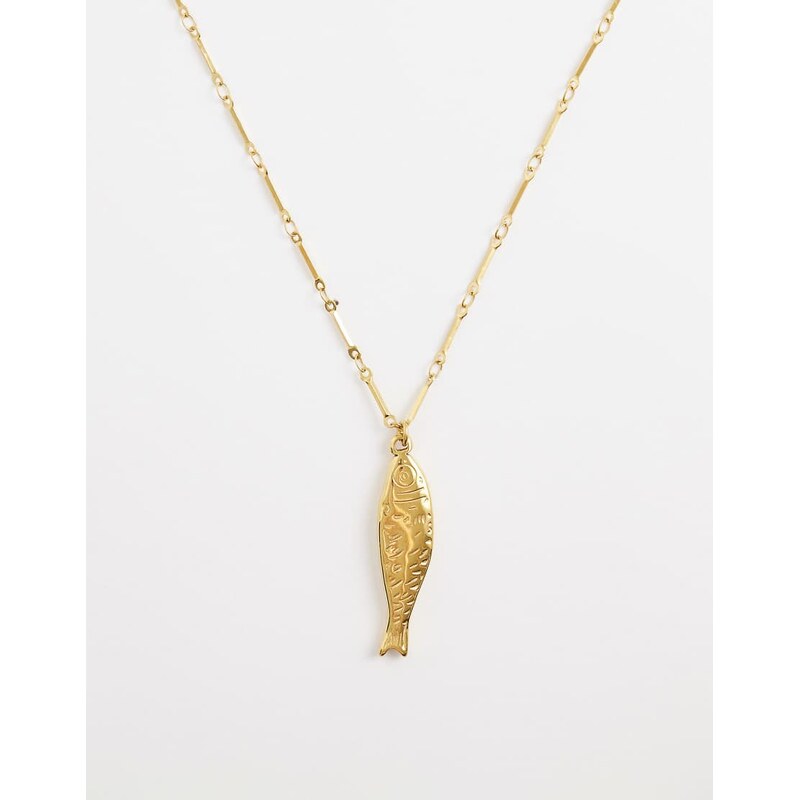 ASOS DESIGN waterproof stainless steel necklace with fish pendant in 115522466