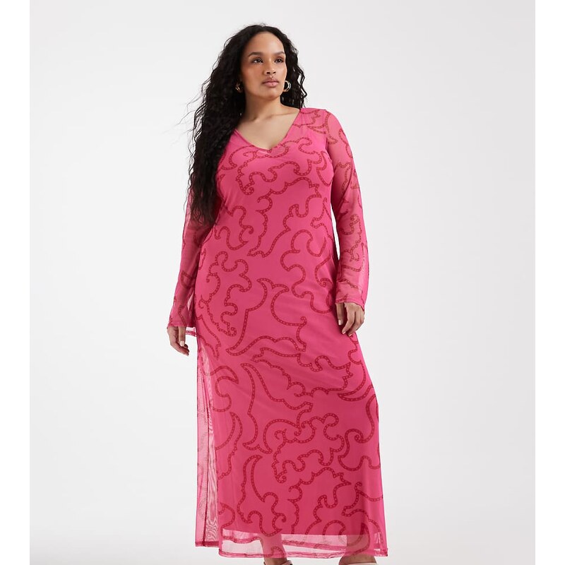 Never Fully Dressed Plus Never Fully Dressed Curve mesh maxi dress in 113545620