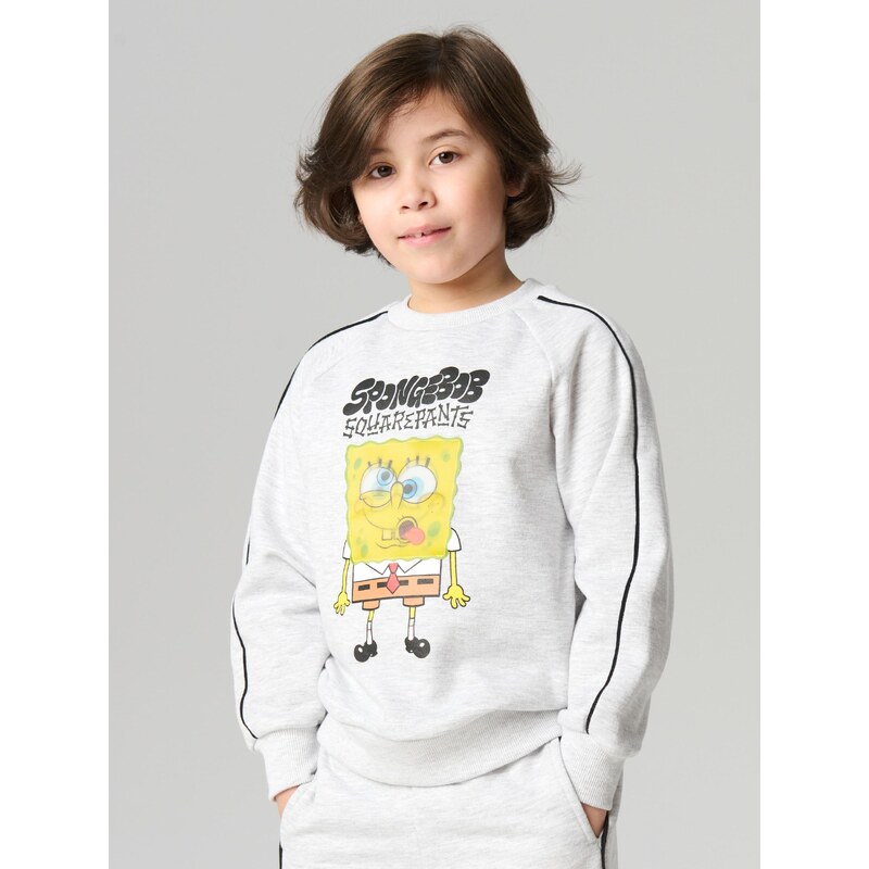 Sinsay - Mikina s kulatým výstřihem s potiskem SpongeBob - šedá