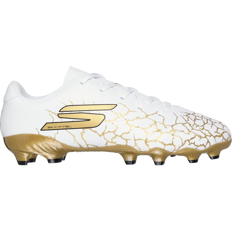 Skechers SKX_ 1.5 Jr Youth FG Shoes v Bílý/Černá/Zlatá Barva,