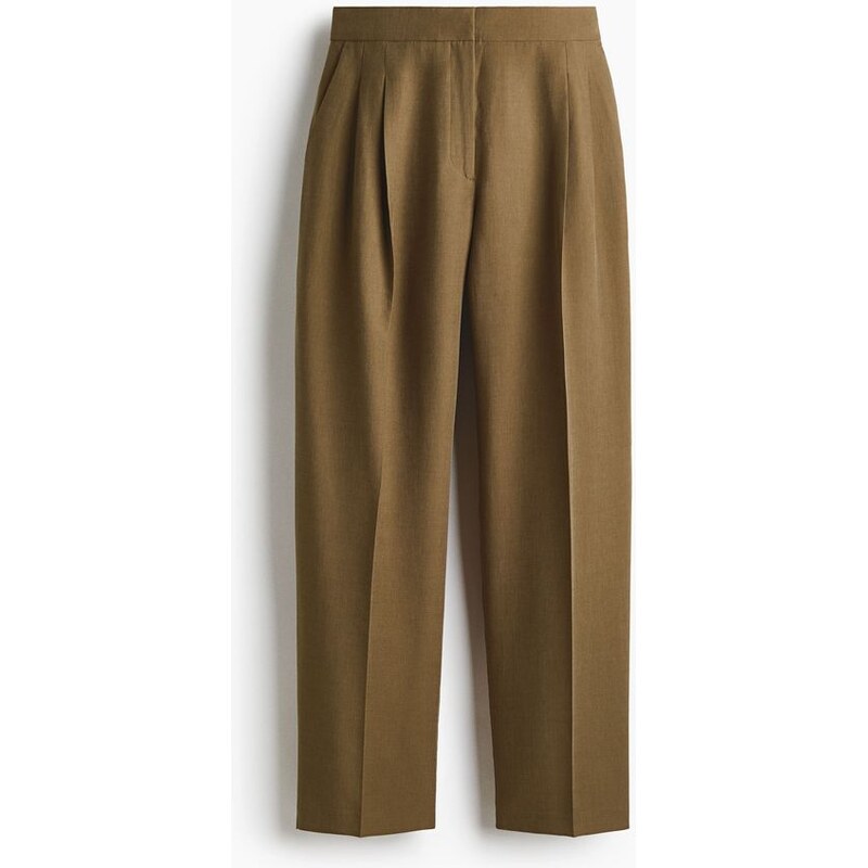H&M - Keprové kalhoty se soudkovitými nohavicemi - Khaki Zelená