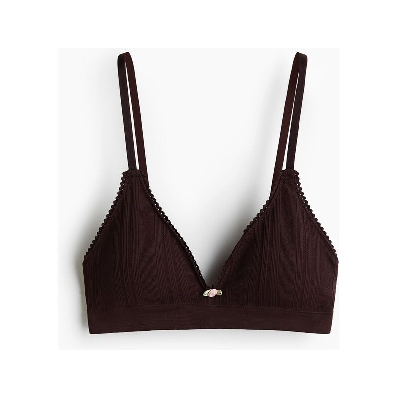 H&M - Bezešvá vyztužená měkká podprsenka - hnědá 113466695