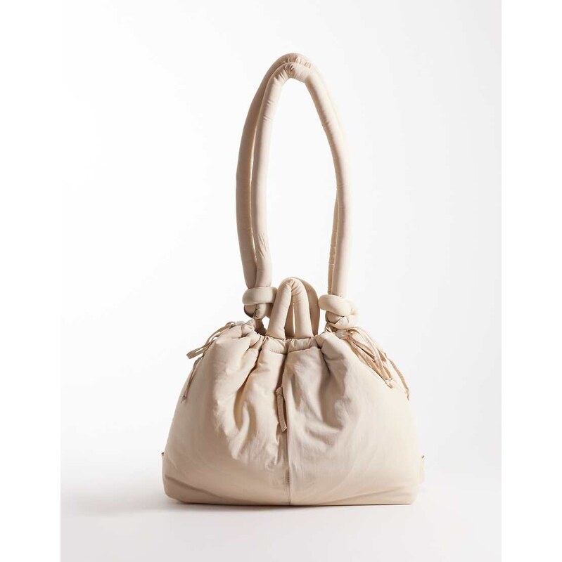 OLEND Ona large soft nylon multiwear crossbody bag in sand-White