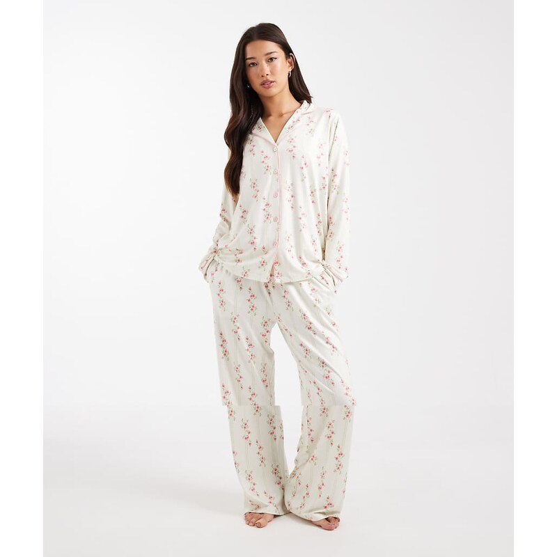 Threadbare button down super soft pyjama set with floral print