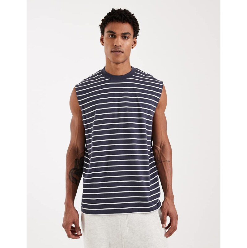 ASOS DESIGN oversized tank in navy and white stripe