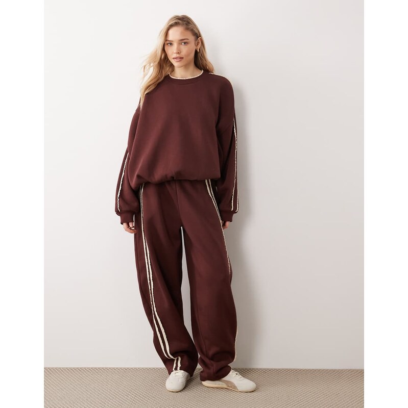 ASOS DESIGN wide leg jogger co-ord with crochet lace detail in