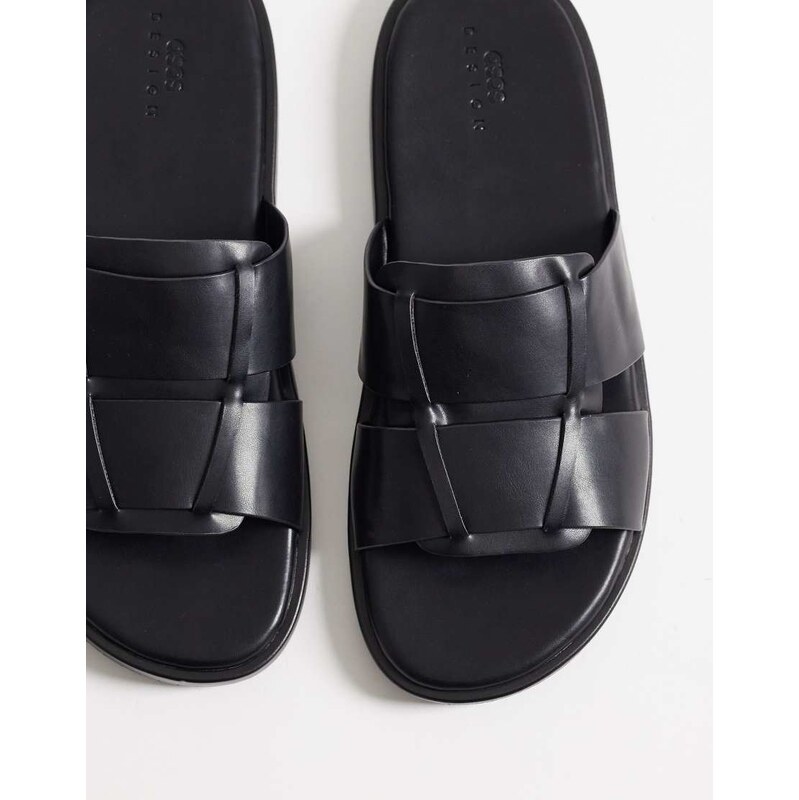 ASOS DESIGN slider sandals in black